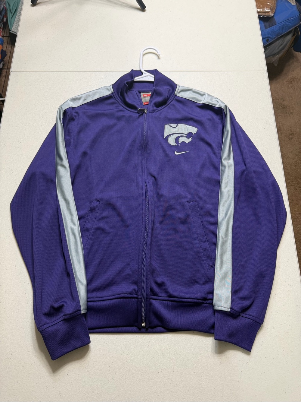 Nike Fit Dry Kansas State Wildcats Track Jacket Mens S Purple Full Zip Pockets